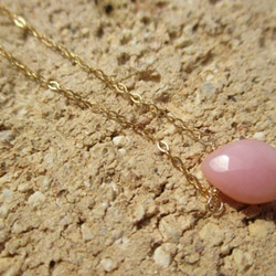 ピンクオパールの一粒ネックレス　K14gf 1枚目の画像
