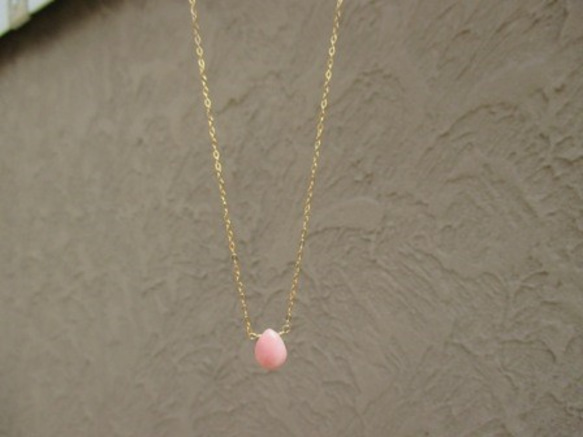 ピンクオパールの一粒ネックレス　K14gf 5枚目の画像