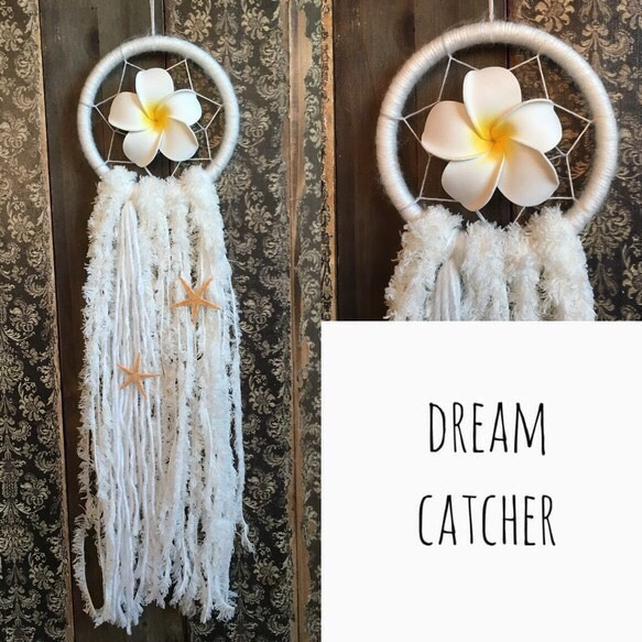 ハワイアンドリームキャッチャー Plumeria White. タペストリー 