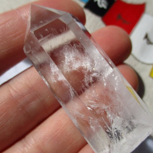 高透明 虹入り ヒマラヤ 綺麗☆天然水晶六角柱 ポイント - 置物