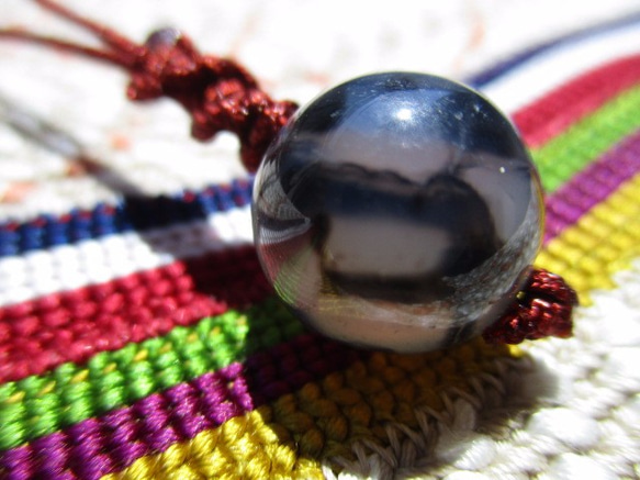 産地特定 チベット産龍紋瑪瑙:ドラゴンアゲート お紐仕立てストラップ