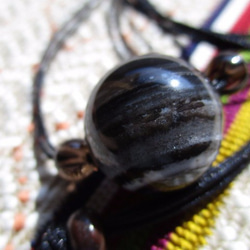 産地特定：チベット産天眼石18mm珠　お紐仕立て 無段階調節可能 ネックレス 4枚目の画像