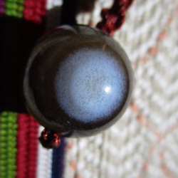 産地特定：チベット産天眼石18mm珠　お紐仕立てストラップ 4枚目の画像