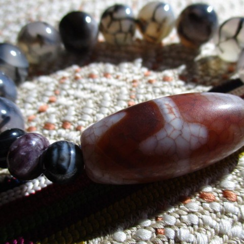 天然石 水晶クラスター 虎牙天珠ブレスレット セット 受験・ビジネス運