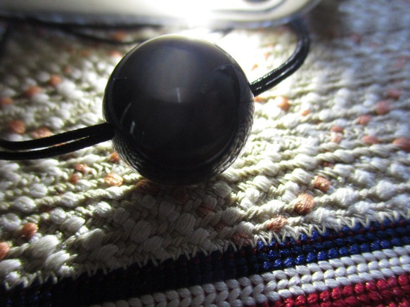 鑑別済 高品質３A チベット産 天然黒水晶：モリオン 16mm 最強の魔除けネックレス：留め珠翡翠 5枚目の画像