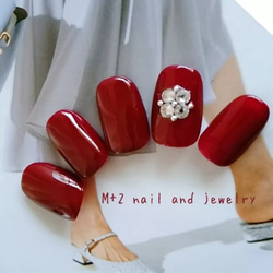 RRR's 【ネイルチップ販売】 輝くSWAROVSKI〜深紅〜*。ネイルチップ ネイルチップ（つけ爪