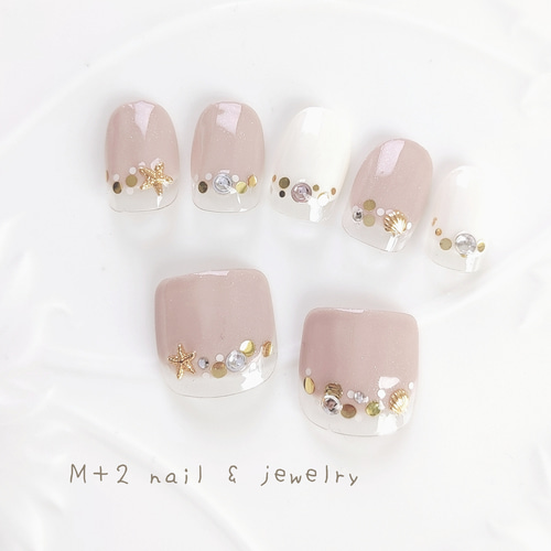 新作◇Summer shell フットネイル ネイルチップ ネイルチップ