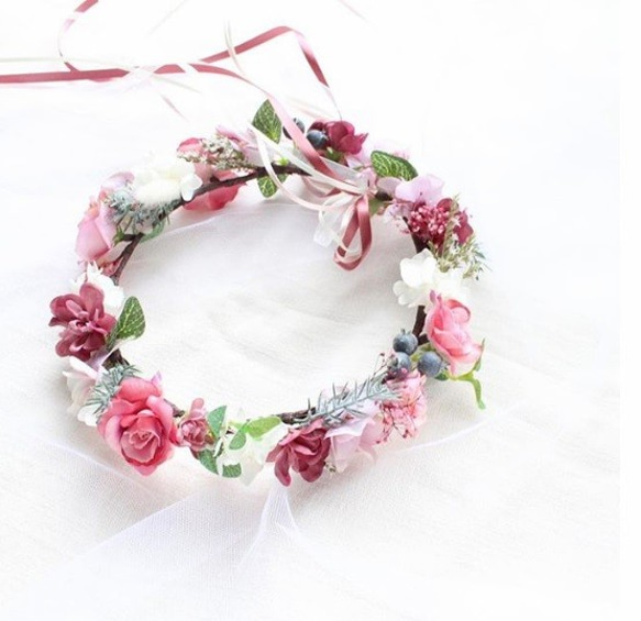 【カスタムオーダー最短３日発送】flower crown* antique pink 1枚目の画像