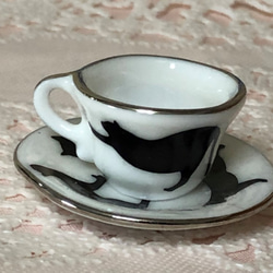 微型餐具黑貓-小杯子和碟子 第2張的照片