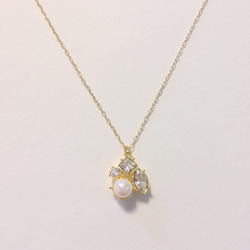 【sale】pearl×bijou necklace(gold) 2枚目の画像