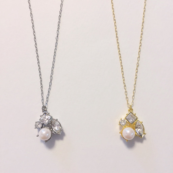 【sale】pearl×bijou necklace(gold) 5枚目の画像