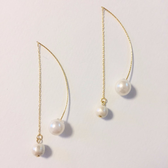 【sale】pearl long pierce 1枚目の画像