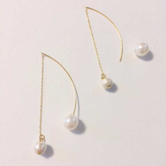 【sale】pearl long pierce 3枚目の画像