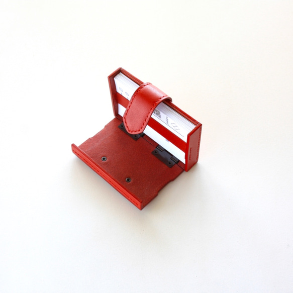 名刺入れ（栃木レザー　赤) 2 