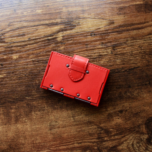 名刺入れ（栃木レザー　赤) 2 