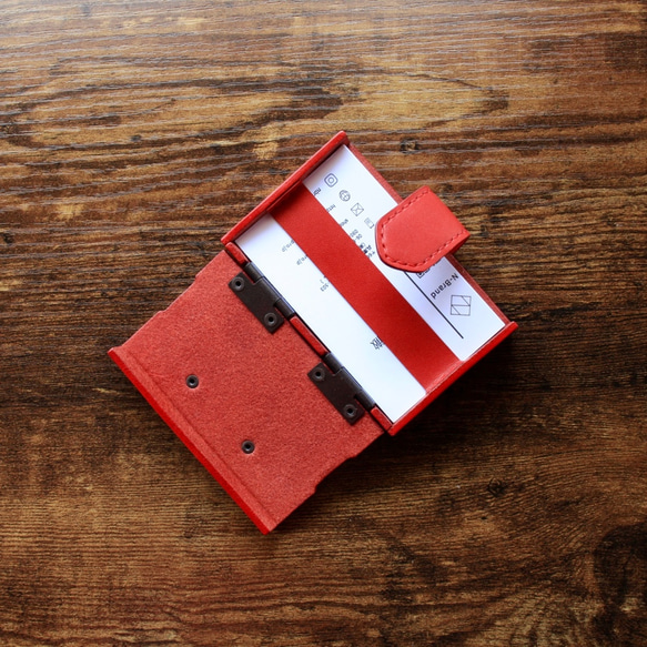 名刺入れ（栃木レザー　赤) 2 
