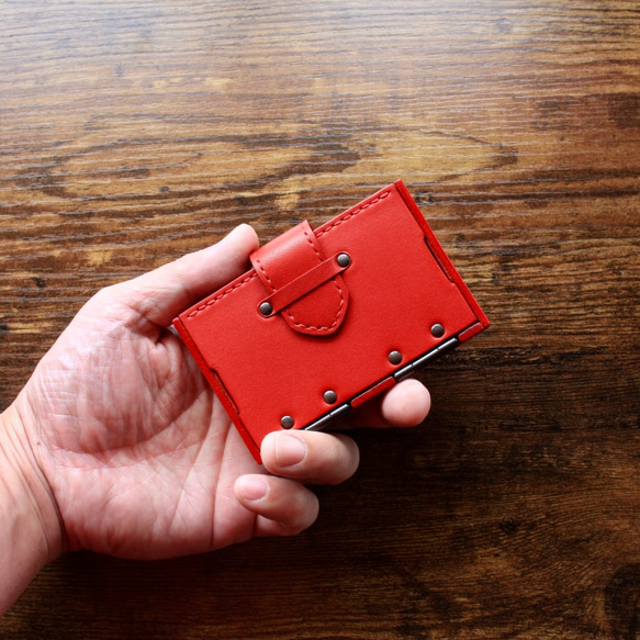 名刺入れ（栃木レザー　赤) 2 