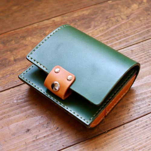 蝶番財布（栃木レザー 緑） その他ミニ財布・コンパクト財布 N-Brand