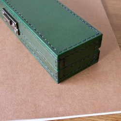 成人筆盒（To木皮革綠色） 第3張的照片