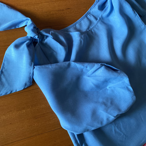 sale!着物リメイク 肩出しパフ袖と紬 ドッキングワンピースとお揃い 