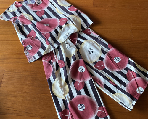 ショコラ様 花柄浴衣 ベージュ 格子 リメイクパンツとおまとめ