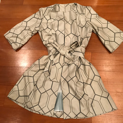 着物リメイク　大島からAライン7部袖コート 4枚目の画像