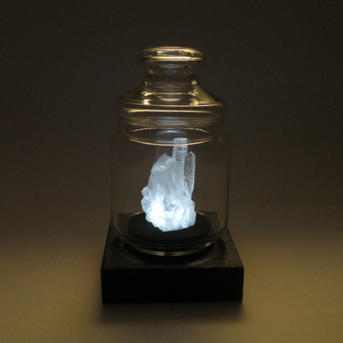 クォーツ 天然水晶 鉱物標本 LED ボトル ランプ ライト 照明 003 