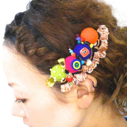 SALE 10%OFF  練りフェルト×ヴィンテージテープヘアアクセ 1枚目の画像