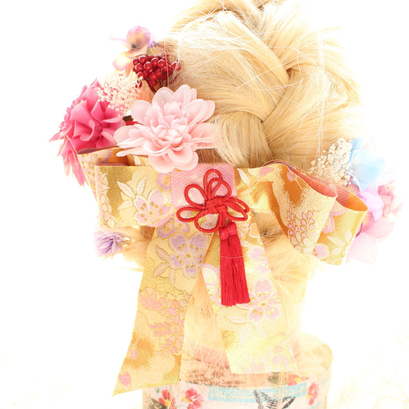 ミミ様専用ページ＊西陣織リボンとピンクダリア髪飾り 2枚目の画像