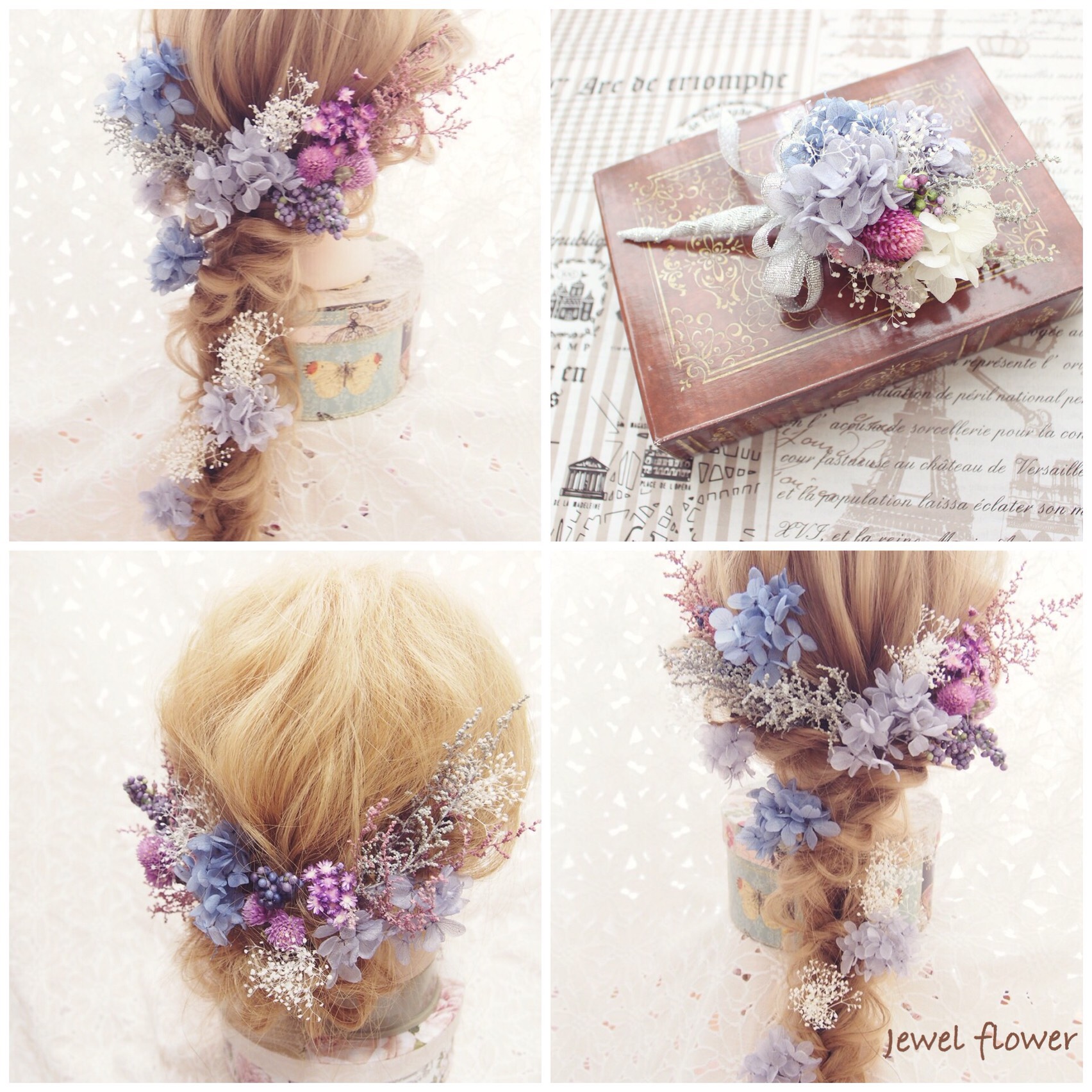 2点set♡ピンクパープルのヴィンテージヘッドドレス