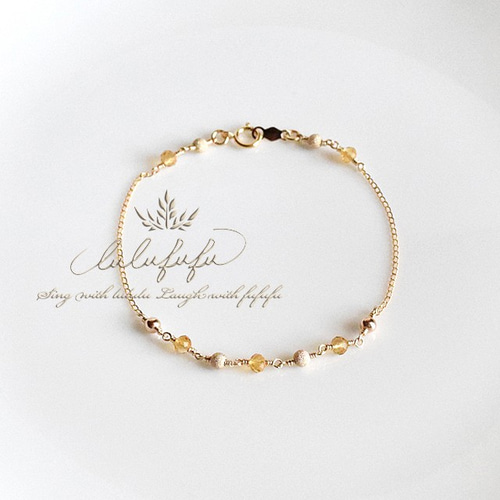 14kgf 星のささやき☆柚子色ほのか～宝石質シトリンのブレスレット  