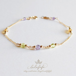 14kgf twinkle bracelet～フレッシュカラー天然石のブレスレット 1枚目の画像