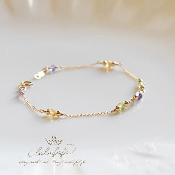 14kgf twinkle bracelet～フレッシュカラー天然石のブレスレット 2枚目の画像