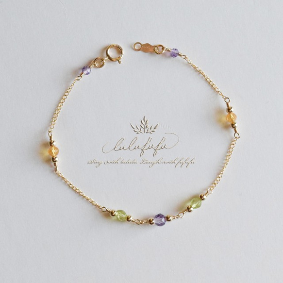 14kgf twinkle bracelet～フレッシュカラー天然石のブレスレット 3枚目の画像