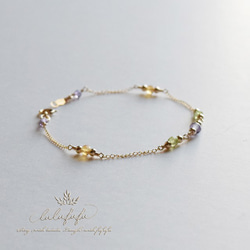 14kgf twinkle bracelet～フレッシュカラー天然石のブレスレット 4枚目の画像