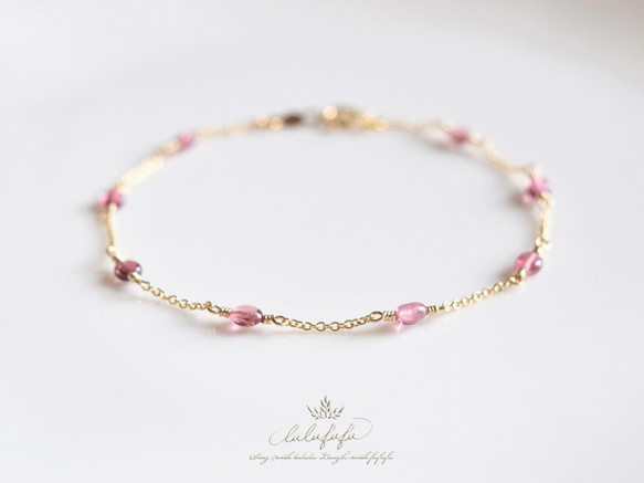 14kgf アンティークピンクブレスレット～宝石質ピンクトルマリン