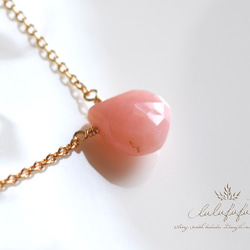 14kgf 春色オパールの一粒ネックレス～魅惑の桃色果実 3枚目の画像