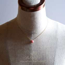 14kgf 春色オパールの一粒ネックレス～魅惑の桃色果実 5枚目の画像