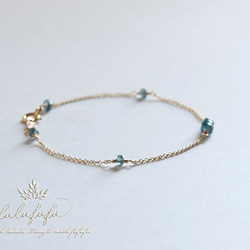 14Kgf ◇echelle◆douce◇静寂の青～deep blue kyanite bracelet 2枚目の画像