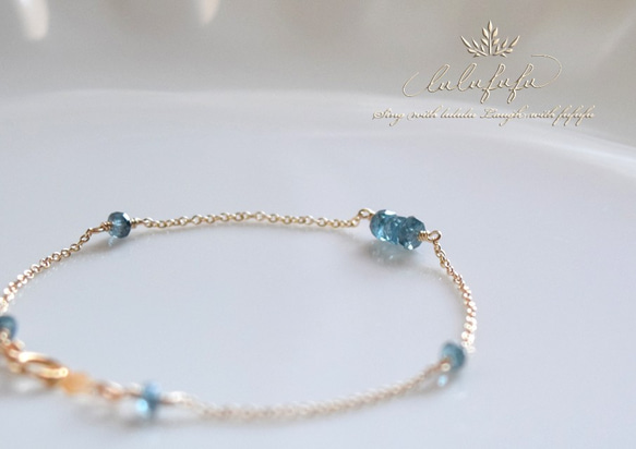 14Kgf ◇echelle◆douce◇静寂の青～deep blue kyanite bracelet 5枚目の画像