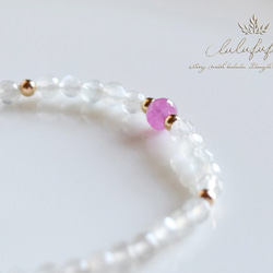 潤みの月と朝焼け～Ｍoonstone and pinkSapphire bracelet 4枚目の画像