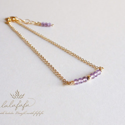 14Kgf □tiny stone bracelet□アメジスト 5枚目の画像