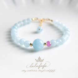 水の雫～Aquamarine and Sapphire bracelet 1枚目の画像