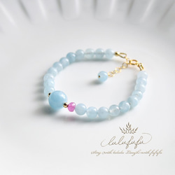 水の雫～Aquamarine and Sapphire bracelet 3枚目の画像