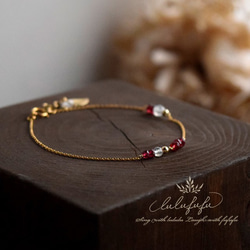 14kgf red＆white stone bracelet 6枚目の画像