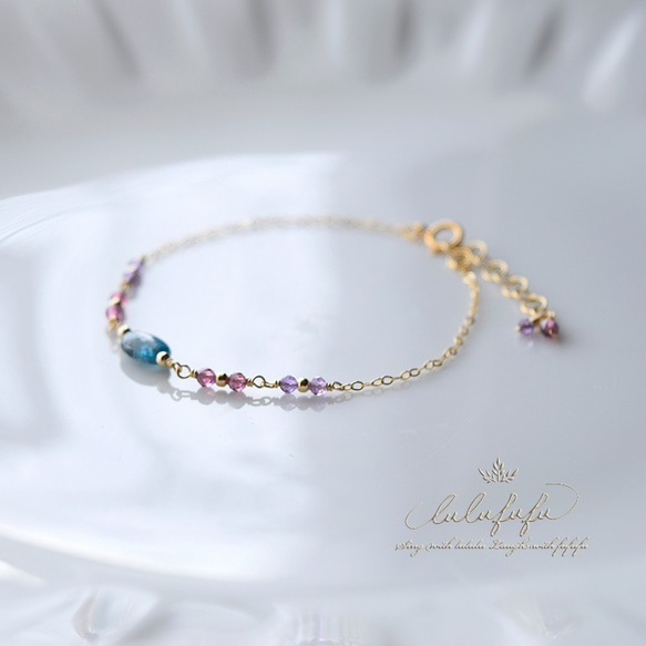 lulufufu◆14kgf◆kyanite & tiny stone bracelet 2枚目の画像