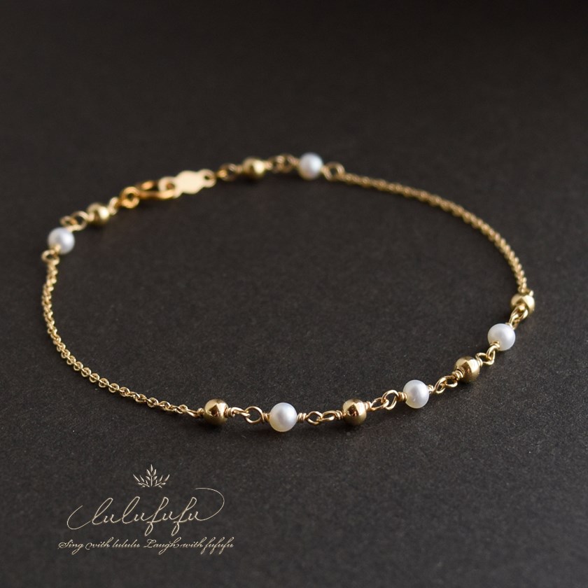 14kgf 星のささやき◇人魚の宝物～小粒パールのブレスレット