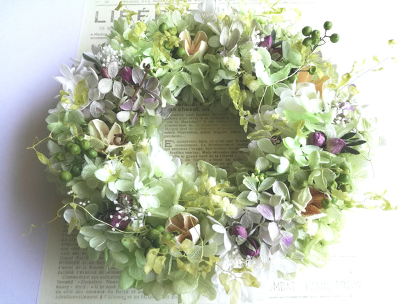 森のお姫さまリース ～紫陽花とローズ～ 2枚目の画像
