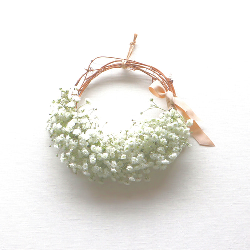 1.かすみ草ハーフリース 楽天市場】かすみ草 ハーフリース ドライフラワー ナチュラル 壁掛け