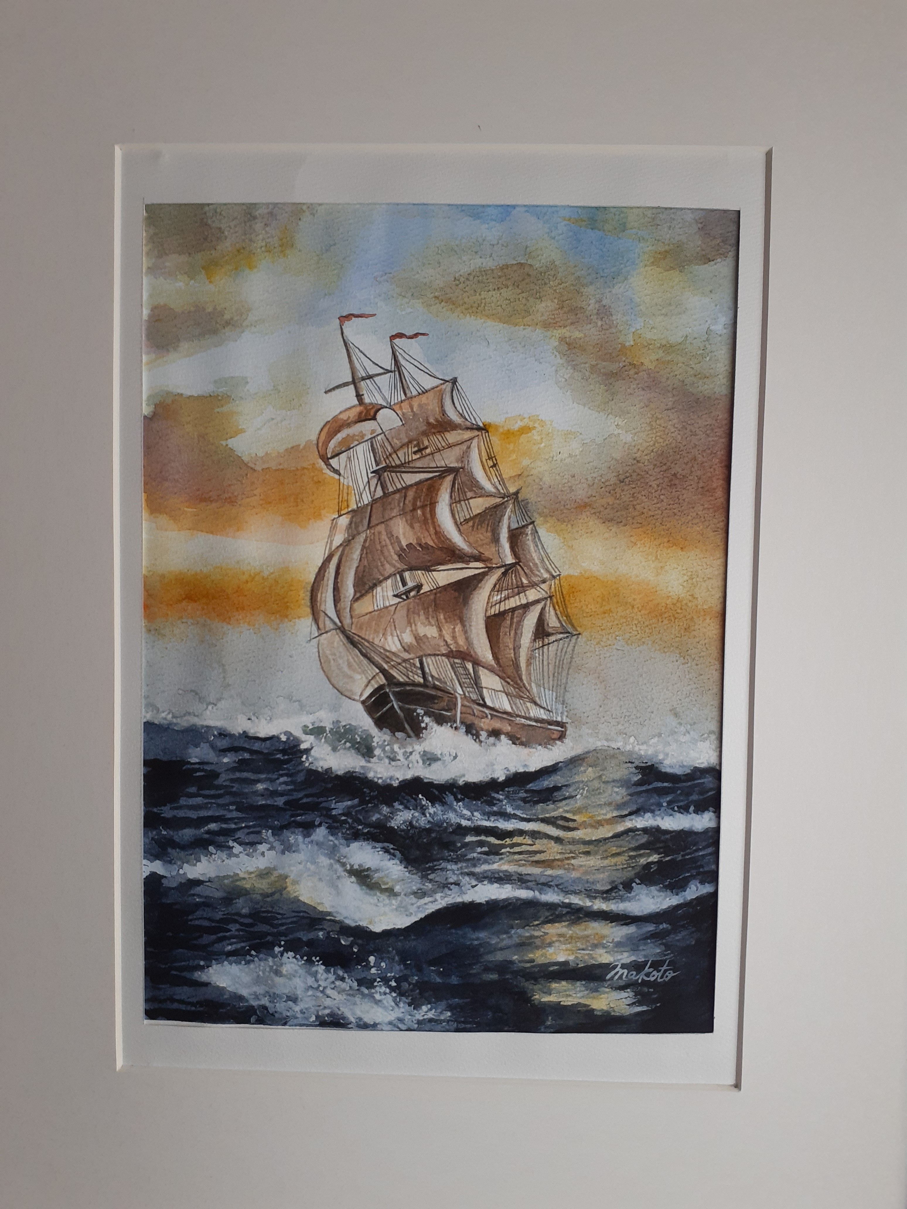 水彩画「一艘の船」